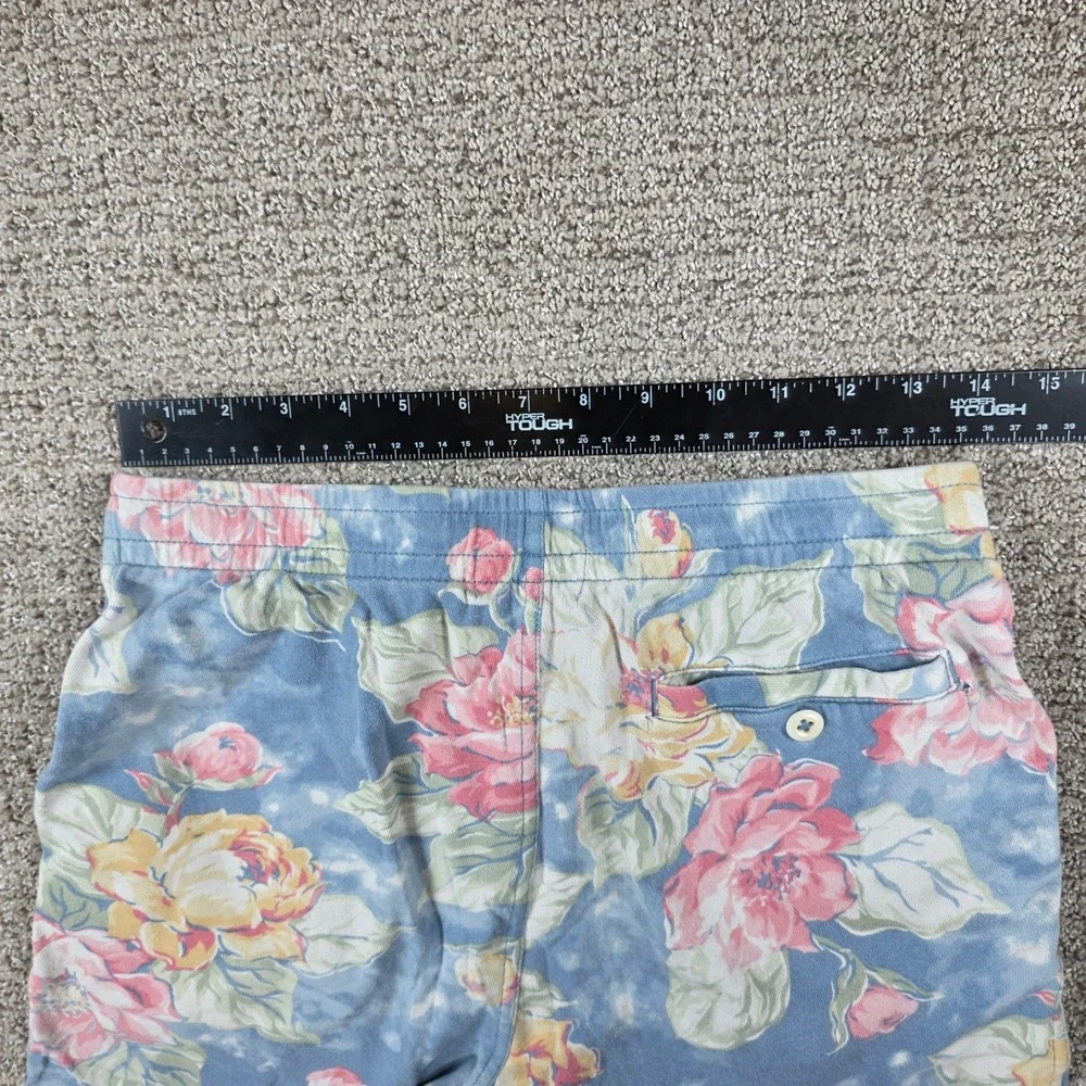 Polo Ralph Lauren Mens XS Blue Floral Sweat Shorts Cotton Drawstring Pony Logo
